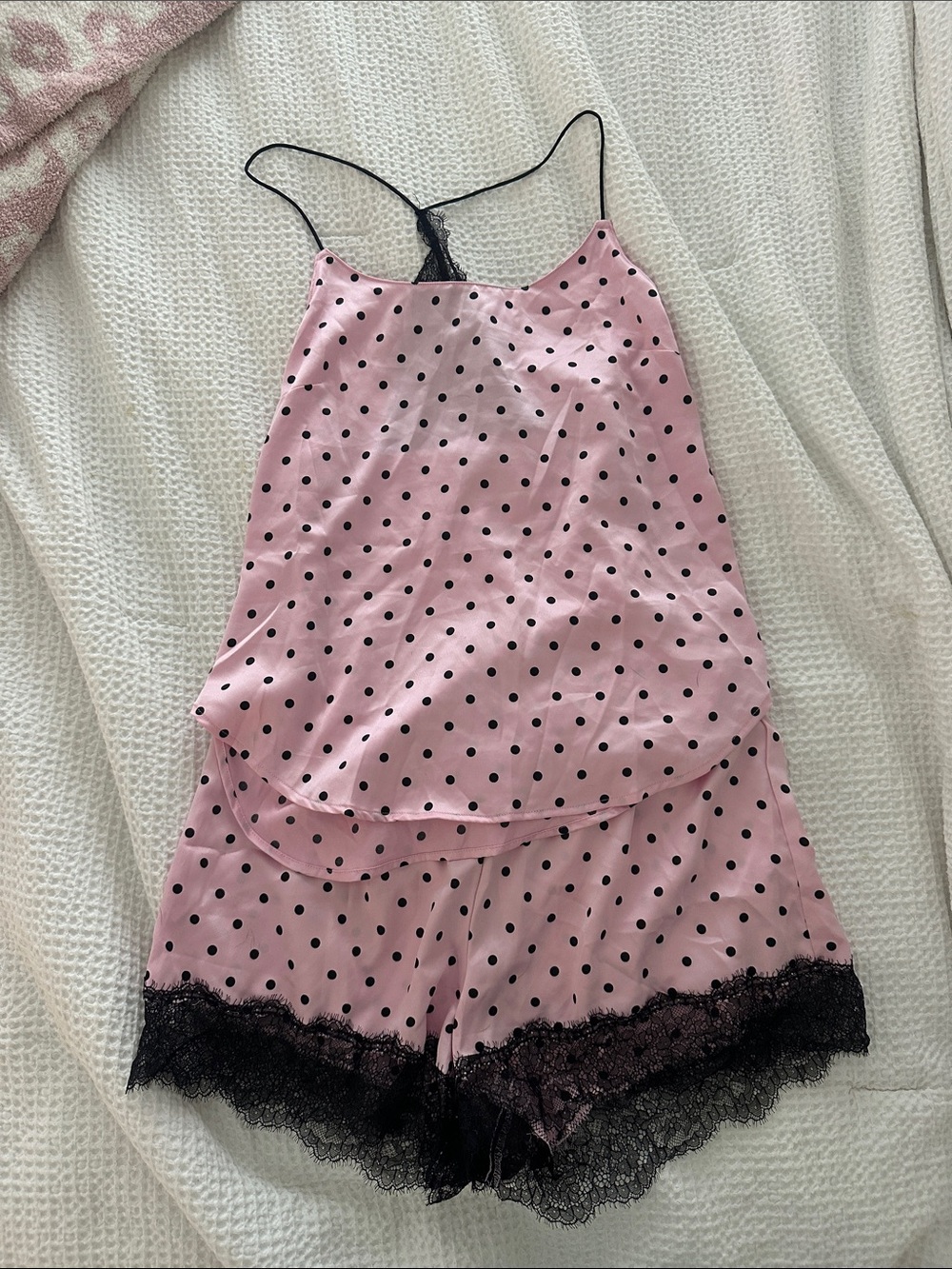 Victorias secret VS Pink Polka Dot Satin Cami & Short Sleep Set